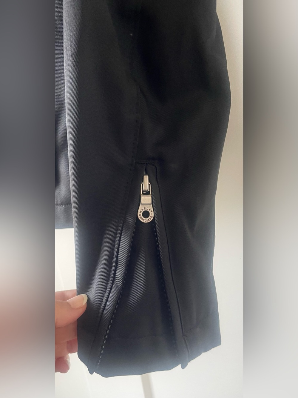 Harley-Davidson Women’s Moto Jacket M Black Leather Trim Racing Stripe Zip - Picture 7 of 13